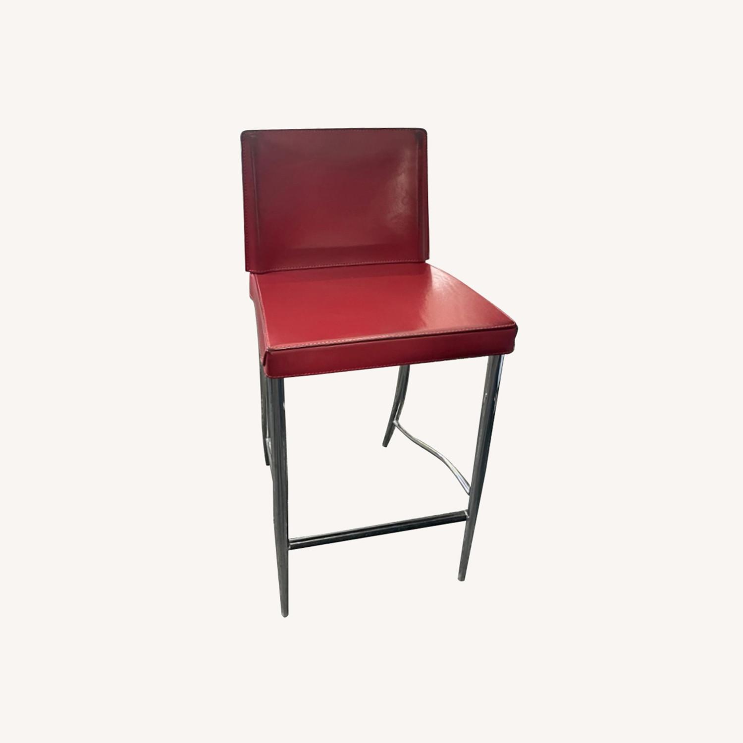 Fasem Red Leather Bar Stools - image-0