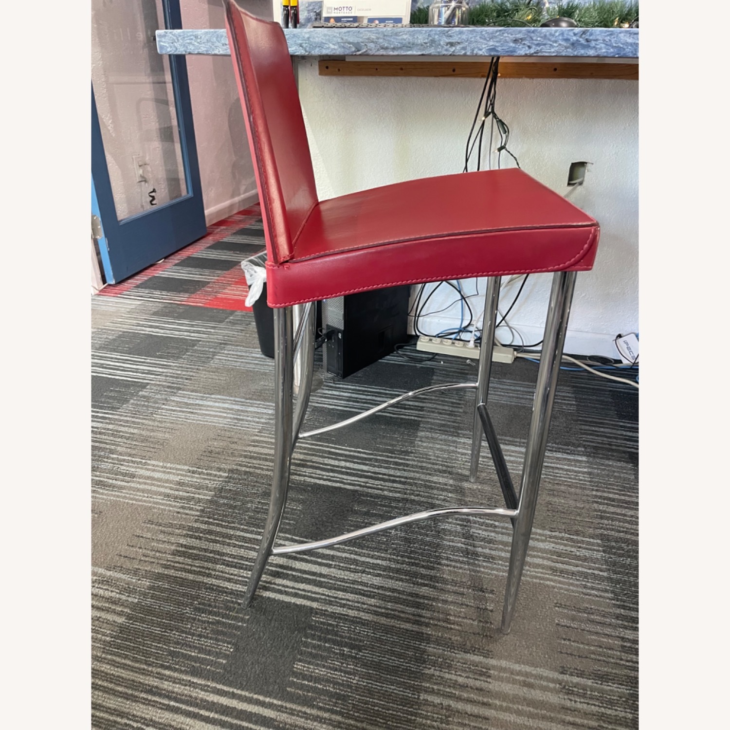 Fasem Red Leather Bar Stools - image-1
