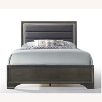 Light Gray Queen Bed With Plush Headboard