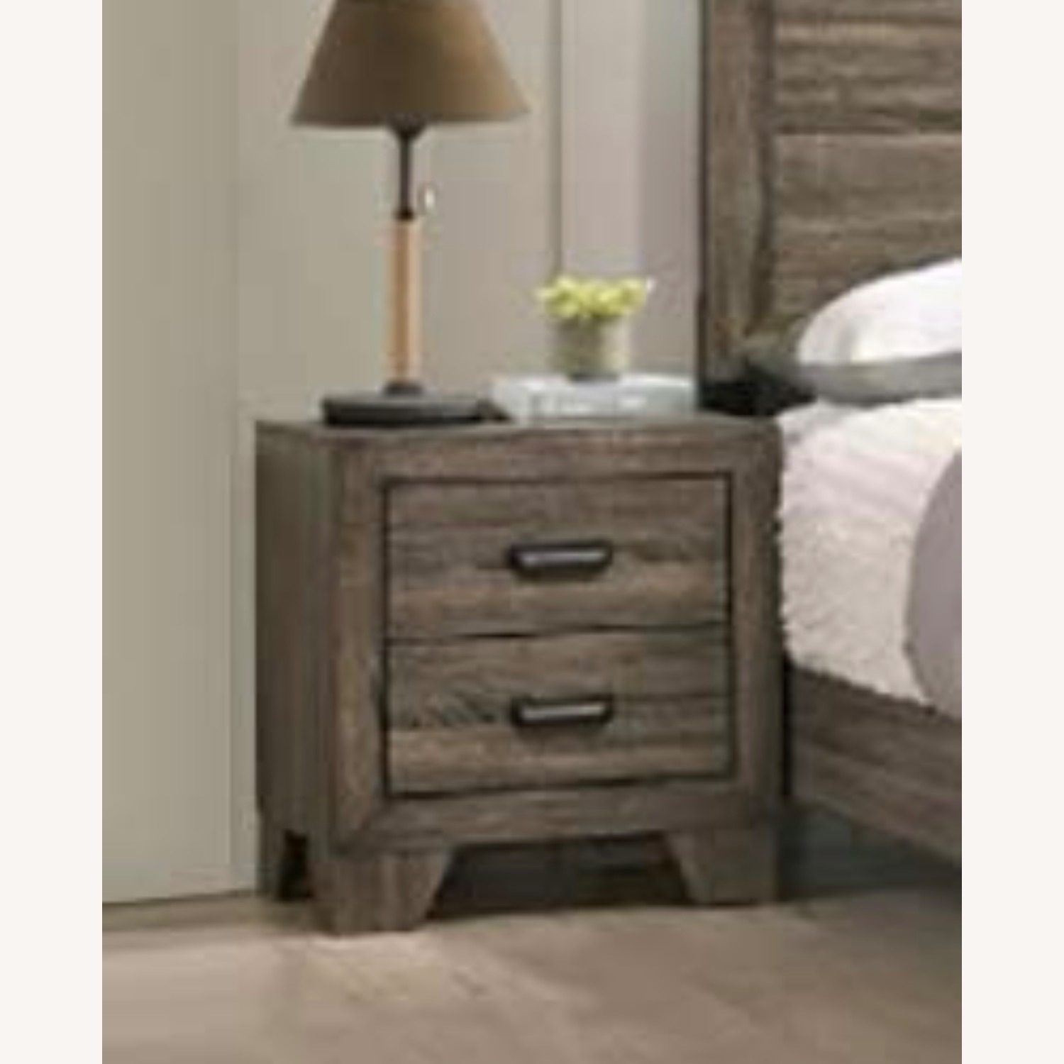 Light Gray Wood Nightstands Set of 2 - image-1
