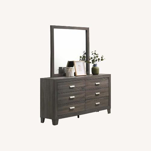 Used Light Gray Dresser with Large Mirror for sale on AptDeco