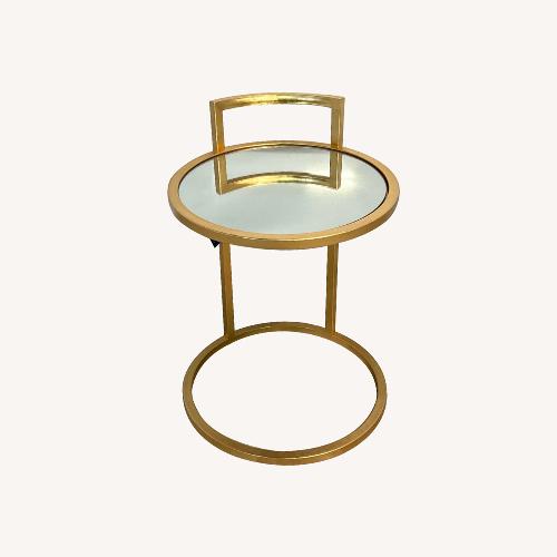 Used Safavieh Calvin Round Gold Leaf End Table for sale on AptDeco