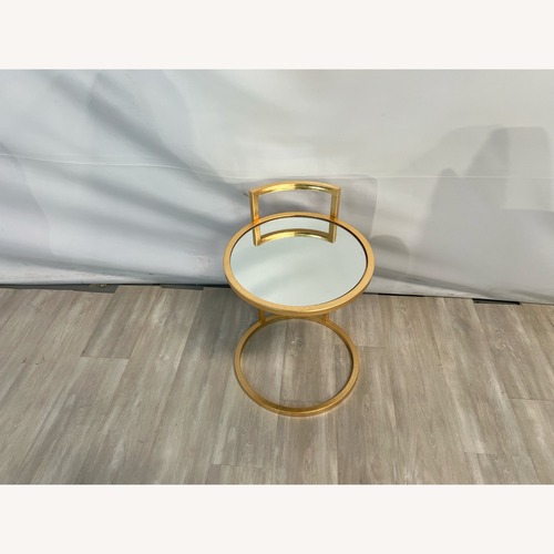 Used Safavieh Calvin Round Gold Leaf End Table for sale on AptDeco