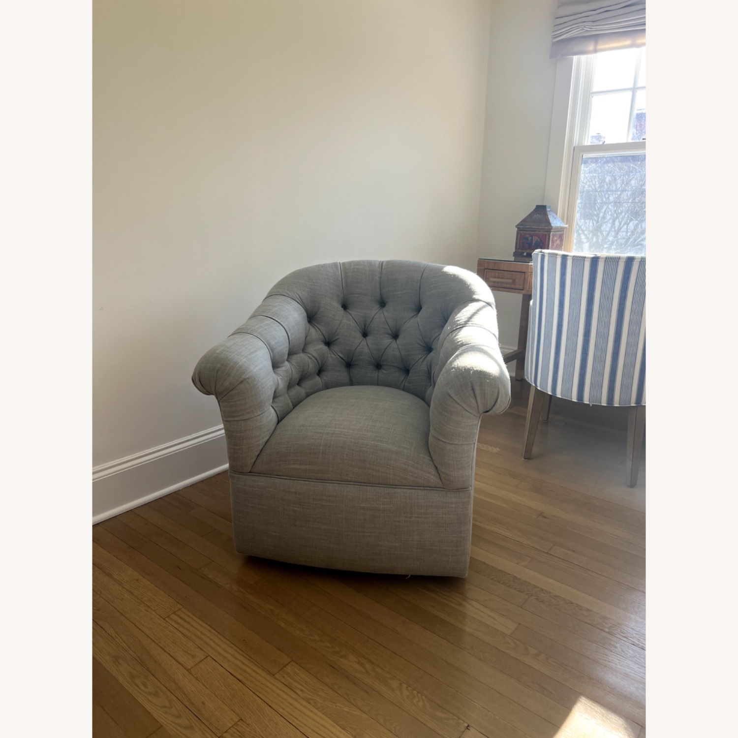 Serena & Lily Blue Linen Armchair - image-2