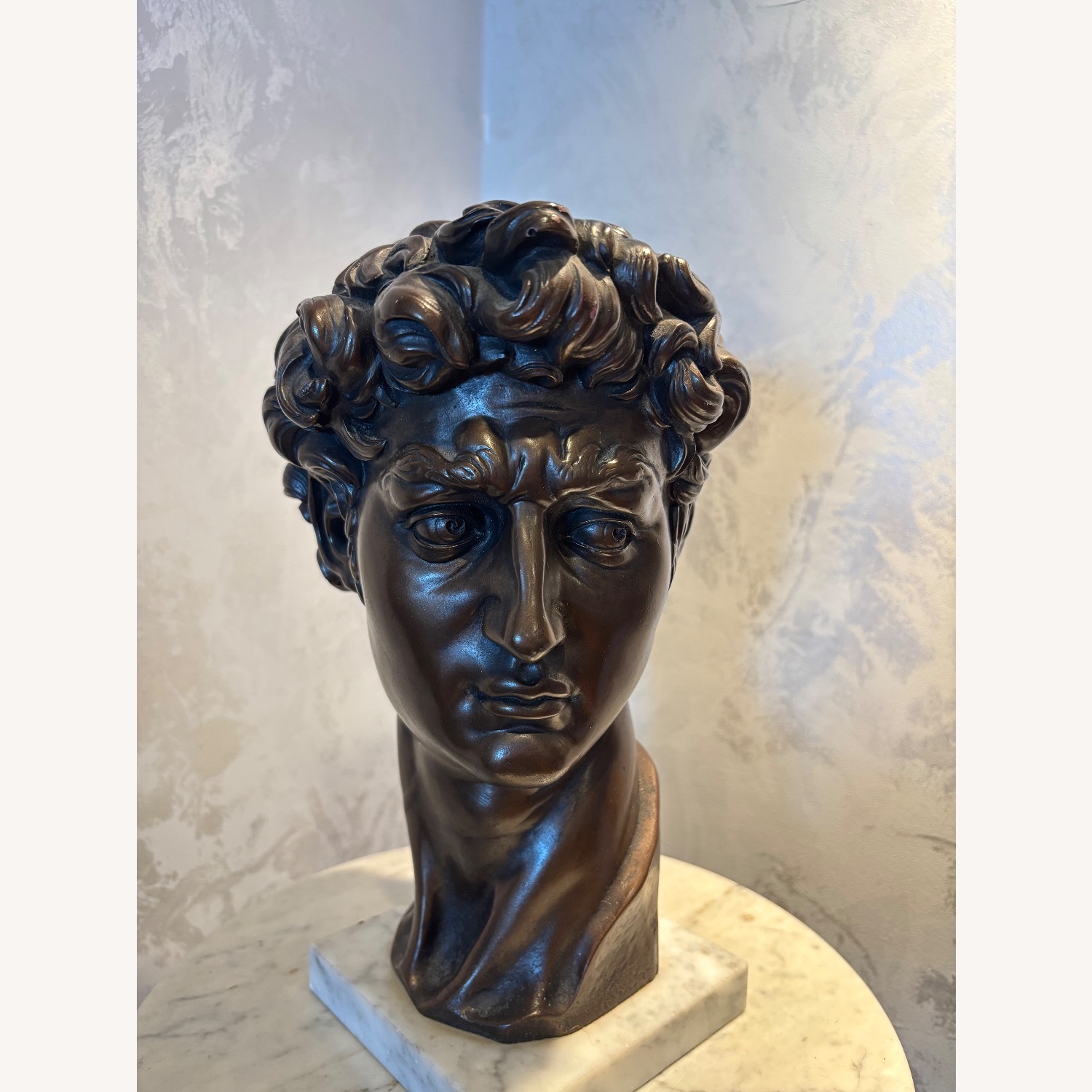 Vintage Bust of David on Italian Marble Base - image-12
