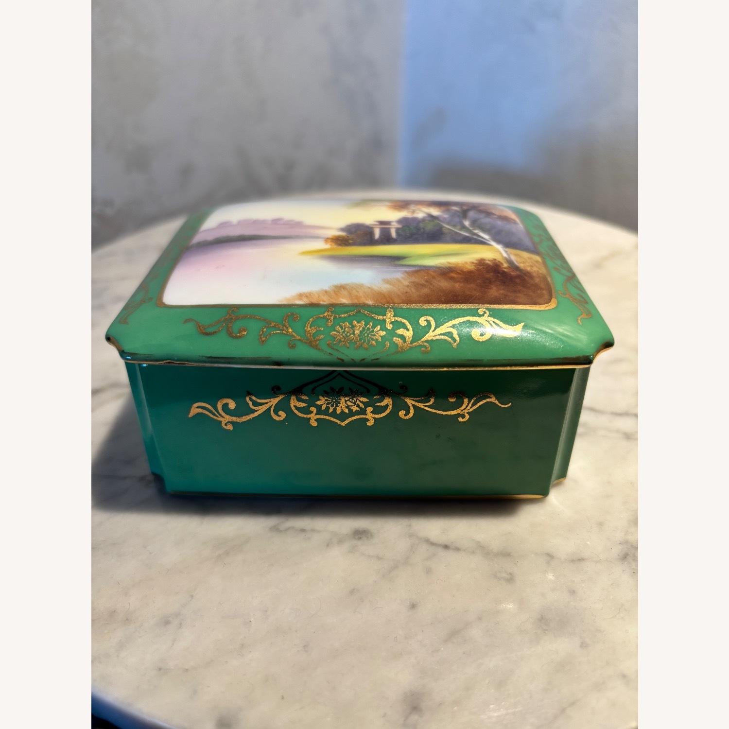 Antique Noritake Hand Painted Jewelry Box - image-0