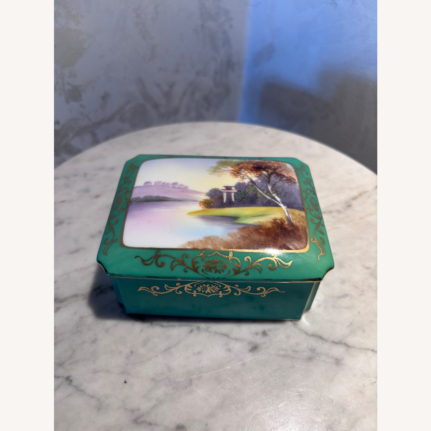 Antique Noritake Hand Painted Jewelry Box - image-2
