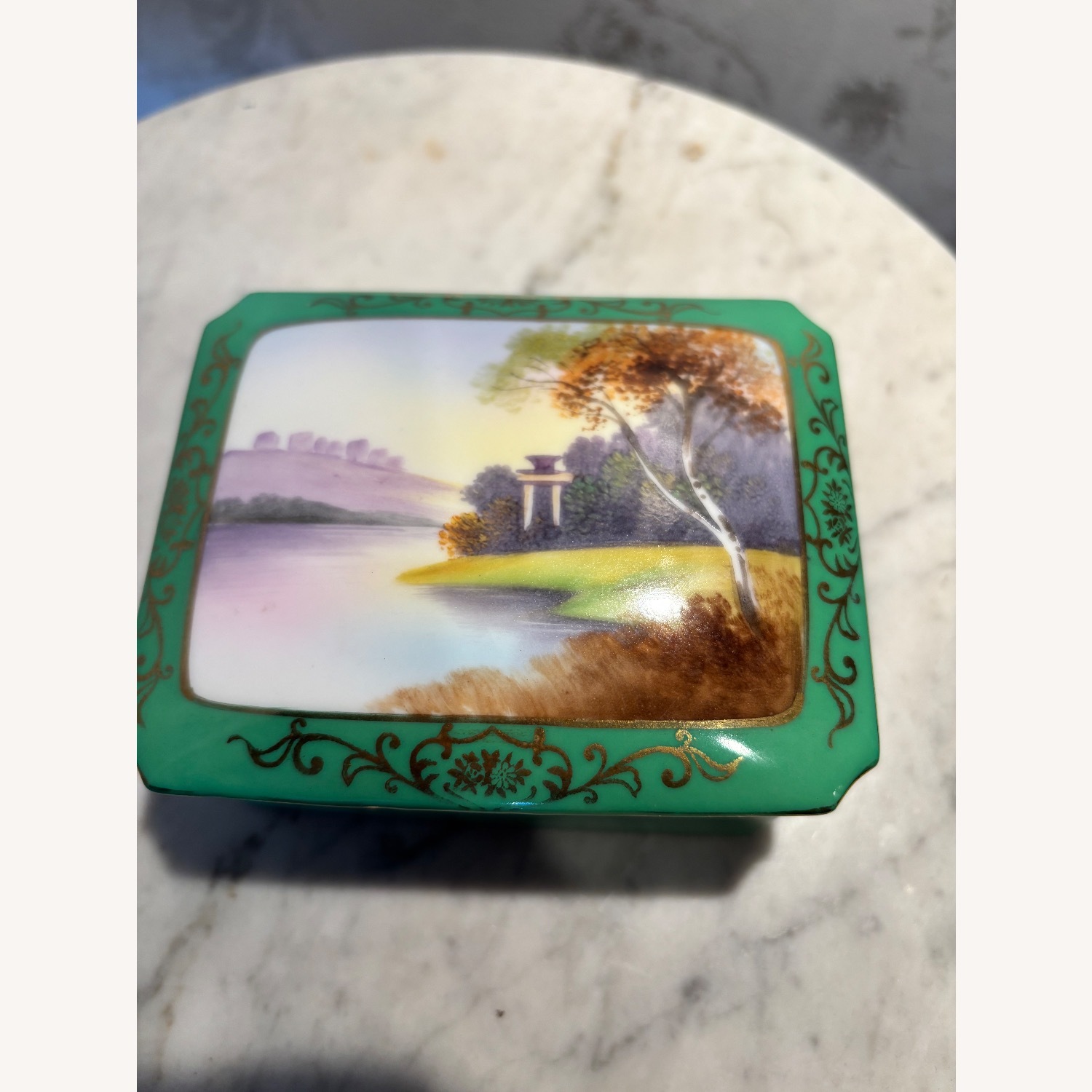 Antique Noritake Hand Painted Jewelry Box - image-7