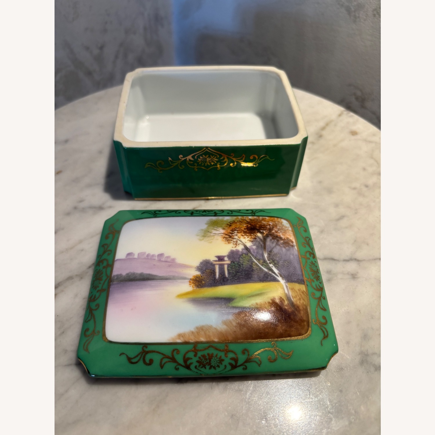 Antique Noritake Hand Painted Jewelry Box - image-9