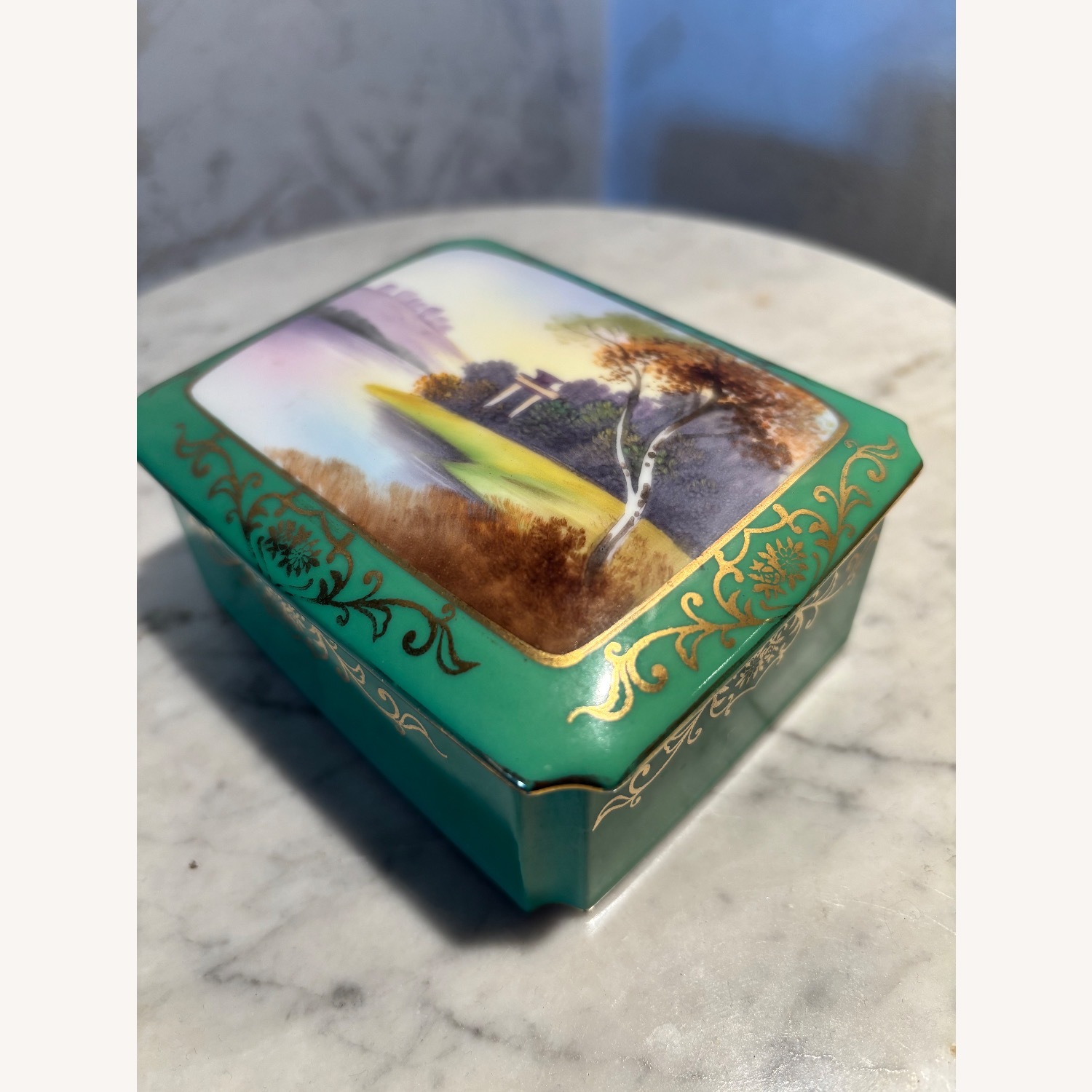 Antique Noritake Hand Painted Jewelry Box - image-6