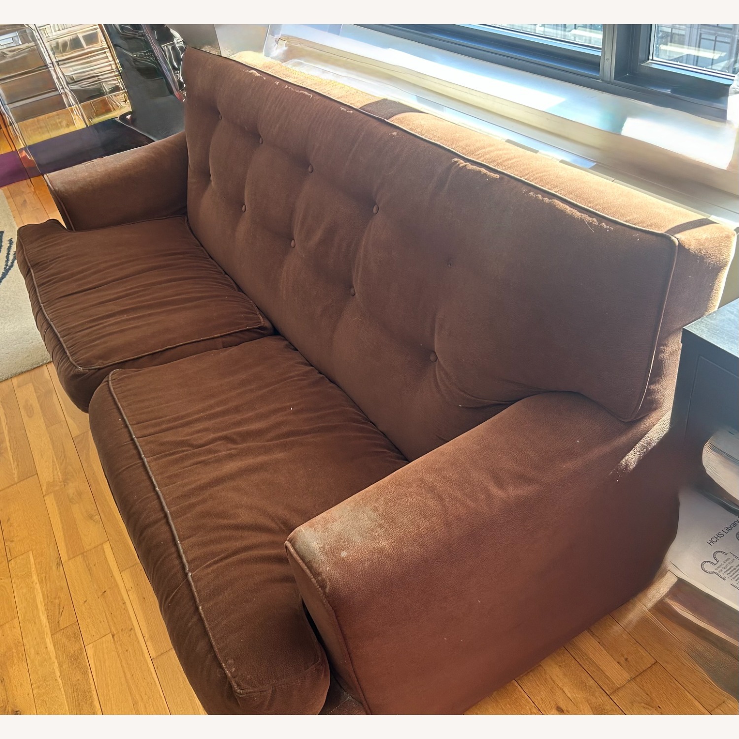 Dark Brown Fabric 3+ Seater Sofa - image-1