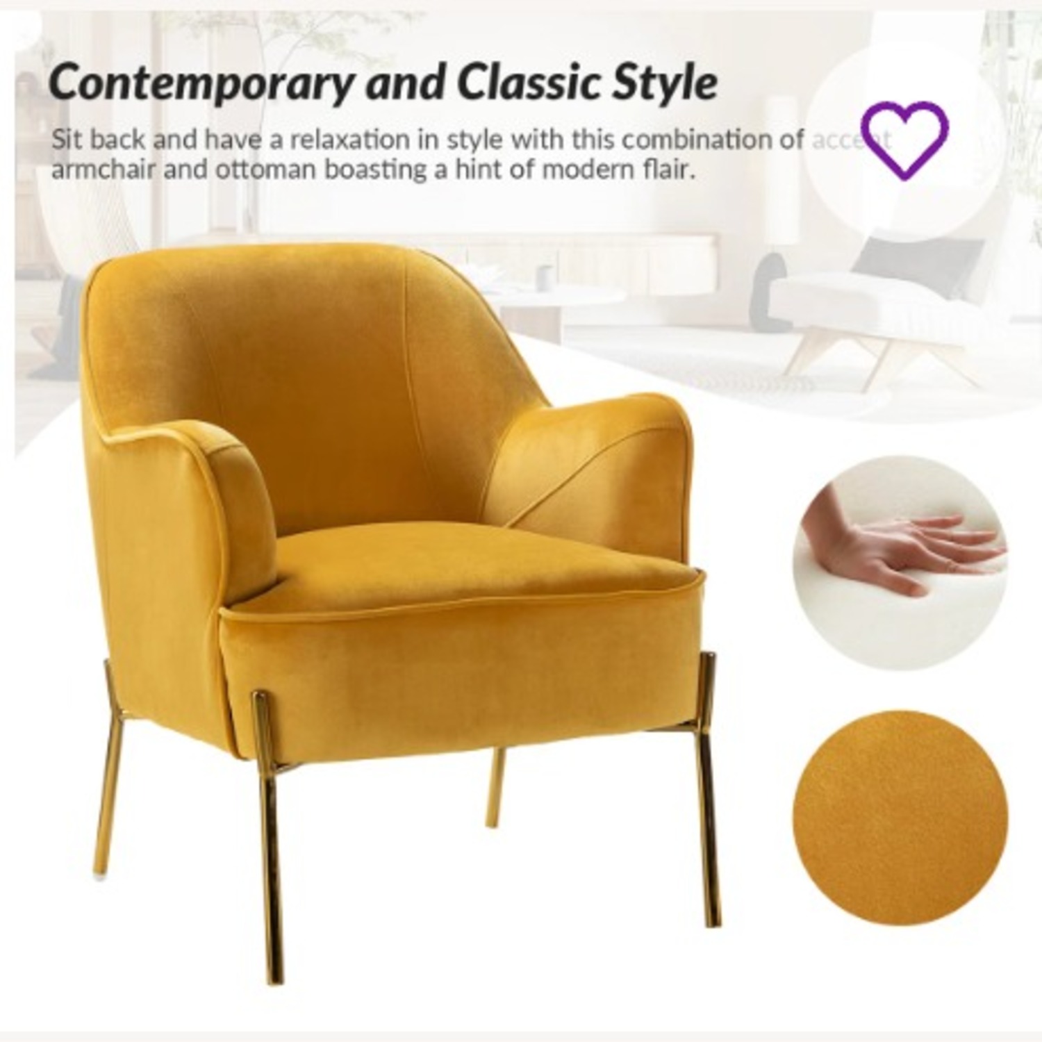 Wayfair Cleo Yellow Wood Accent Chair - image-1