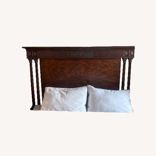Used Theodore Alexander Dark Brown Wood Queen Bed for sale on AptDeco