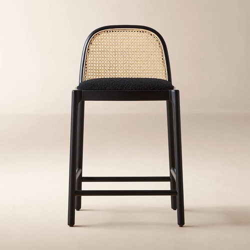 Used CB2 Nadia Black Rattan Stools for sale on AptDeco