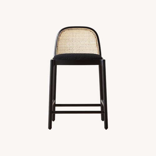 Used CB2 Nadia Black Rattan Stools for sale on AptDeco