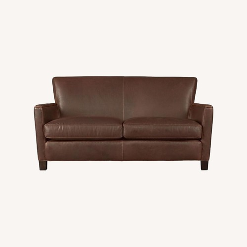 Used Crate & Barrel Dark Brown Leather Loveseat for sale on AptDeco