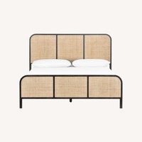 West Elm Rattan Black Frame King Bed