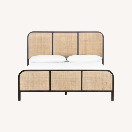 Used West Elm Rattan Black Frame King Bed for sale on AptDeco