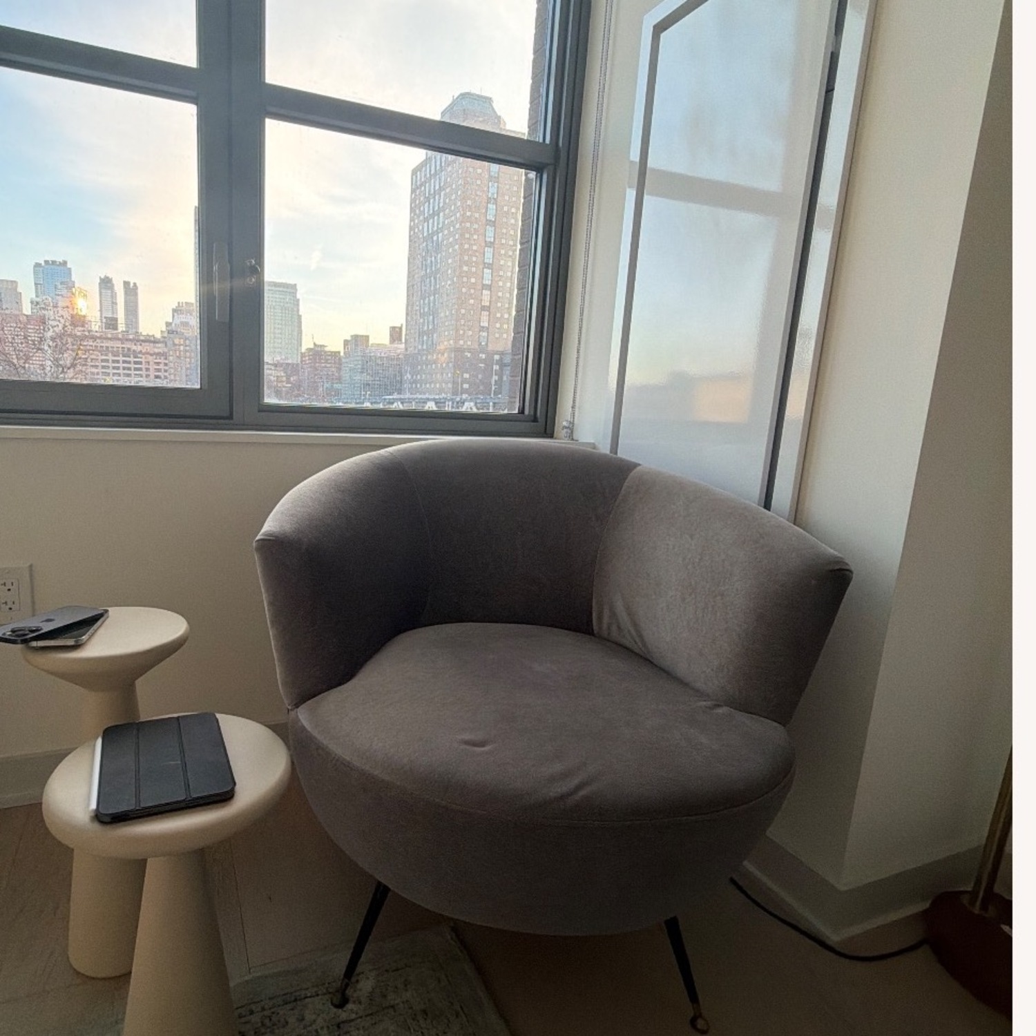 Safavieh Light Gray Velvet Accent Chair - image-3