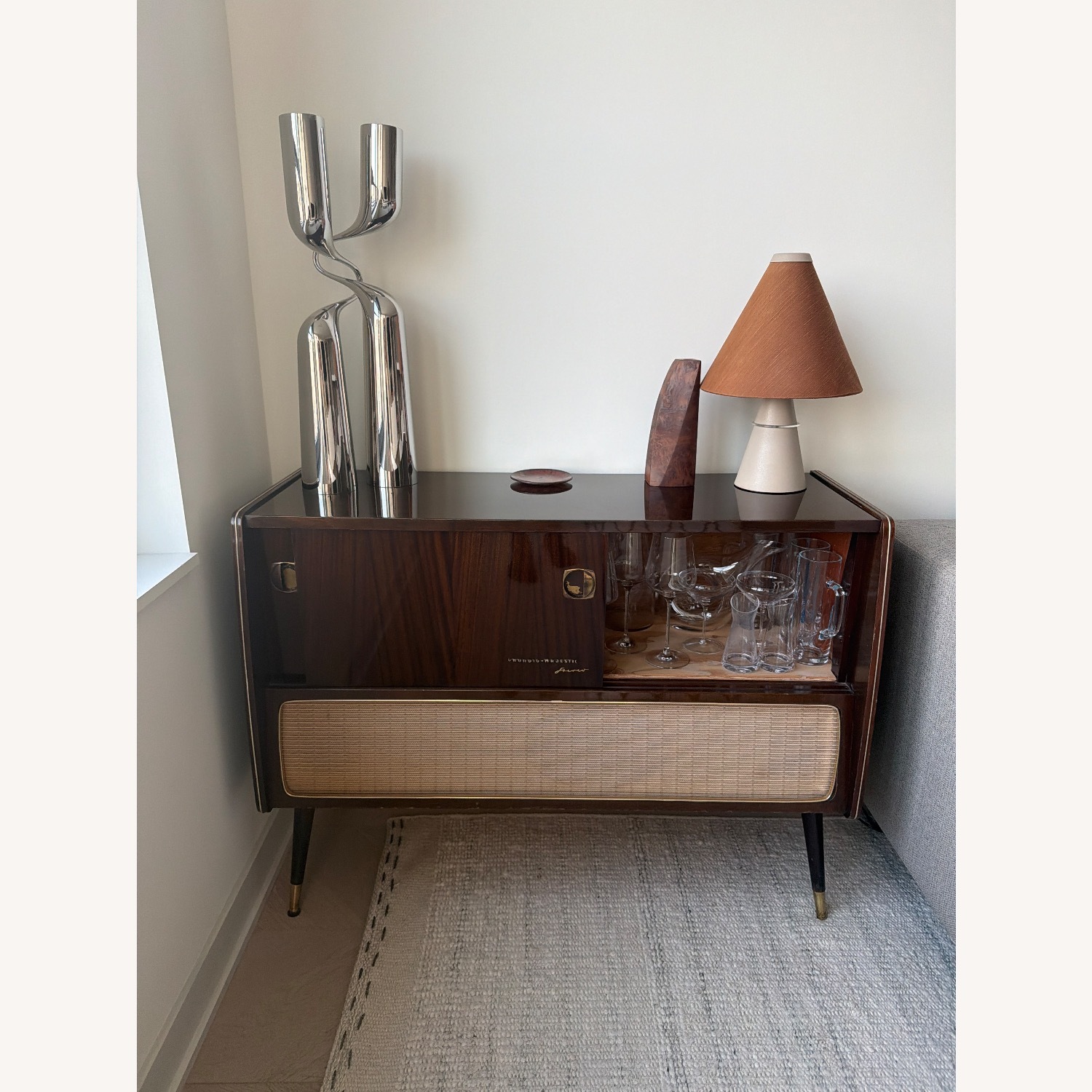 Vintage/Antique Dark Brown Wood Console - image-3