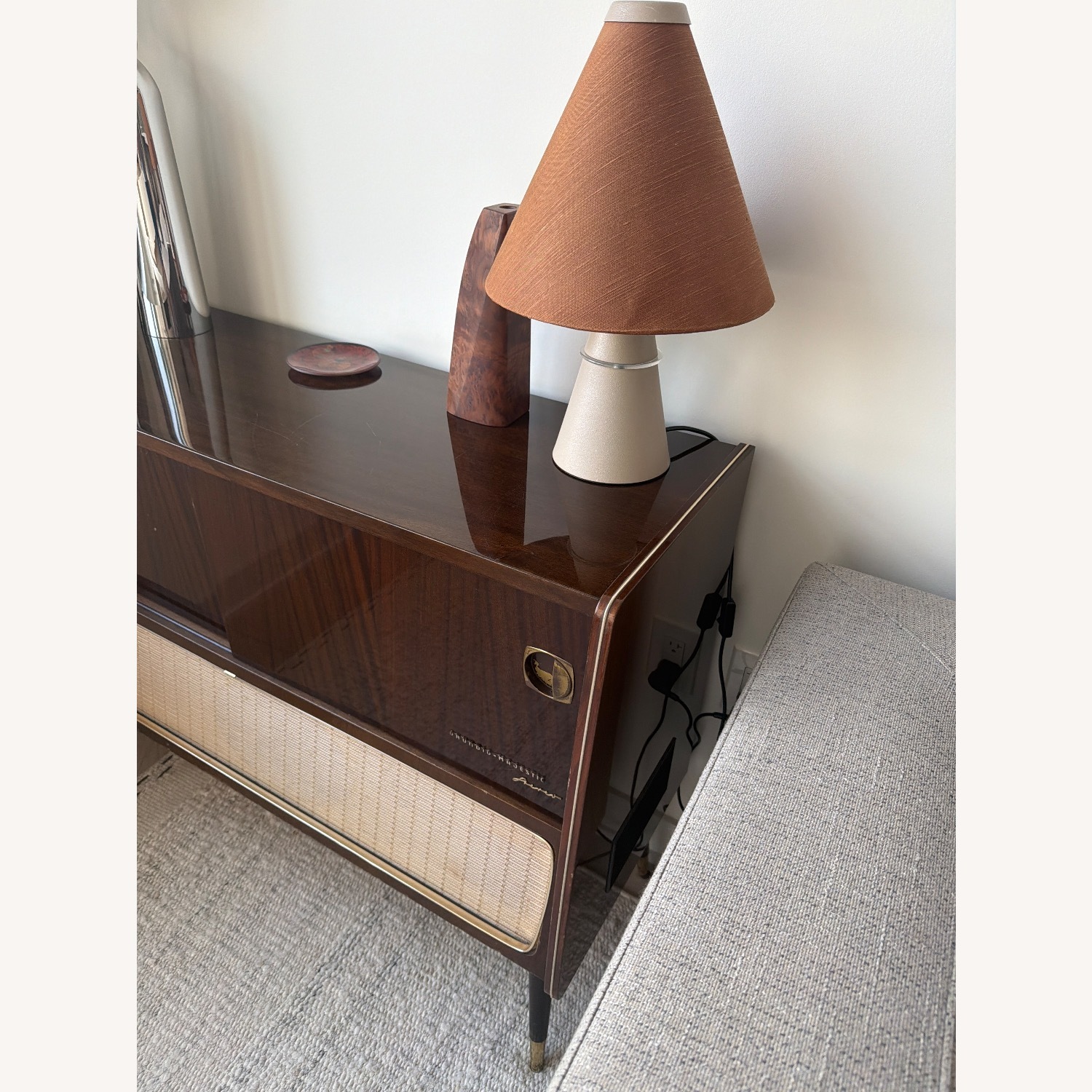 Vintage/Antique Dark Brown Wood Console - image-2