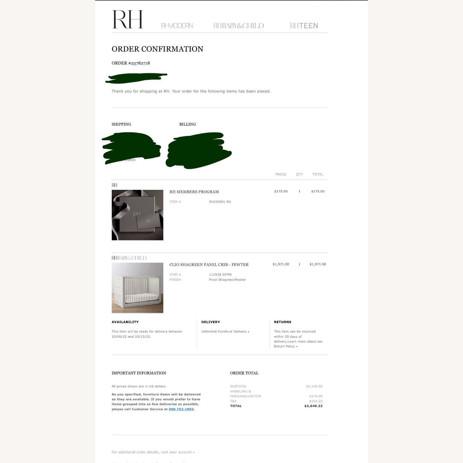 Restoration Hardware Clio Shagreen Crib - image-9