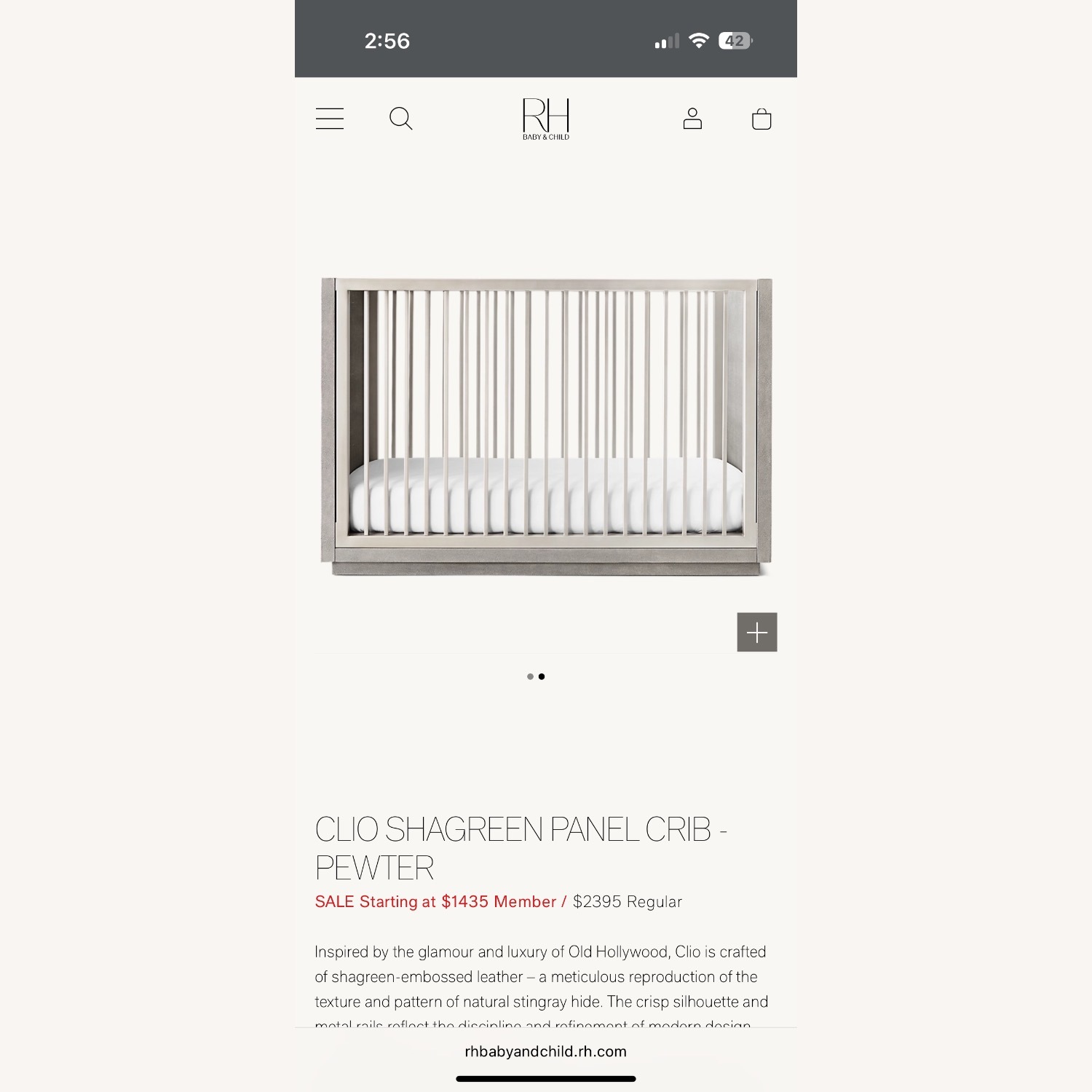 Restoration Hardware Clio Shagreen Crib - image-8