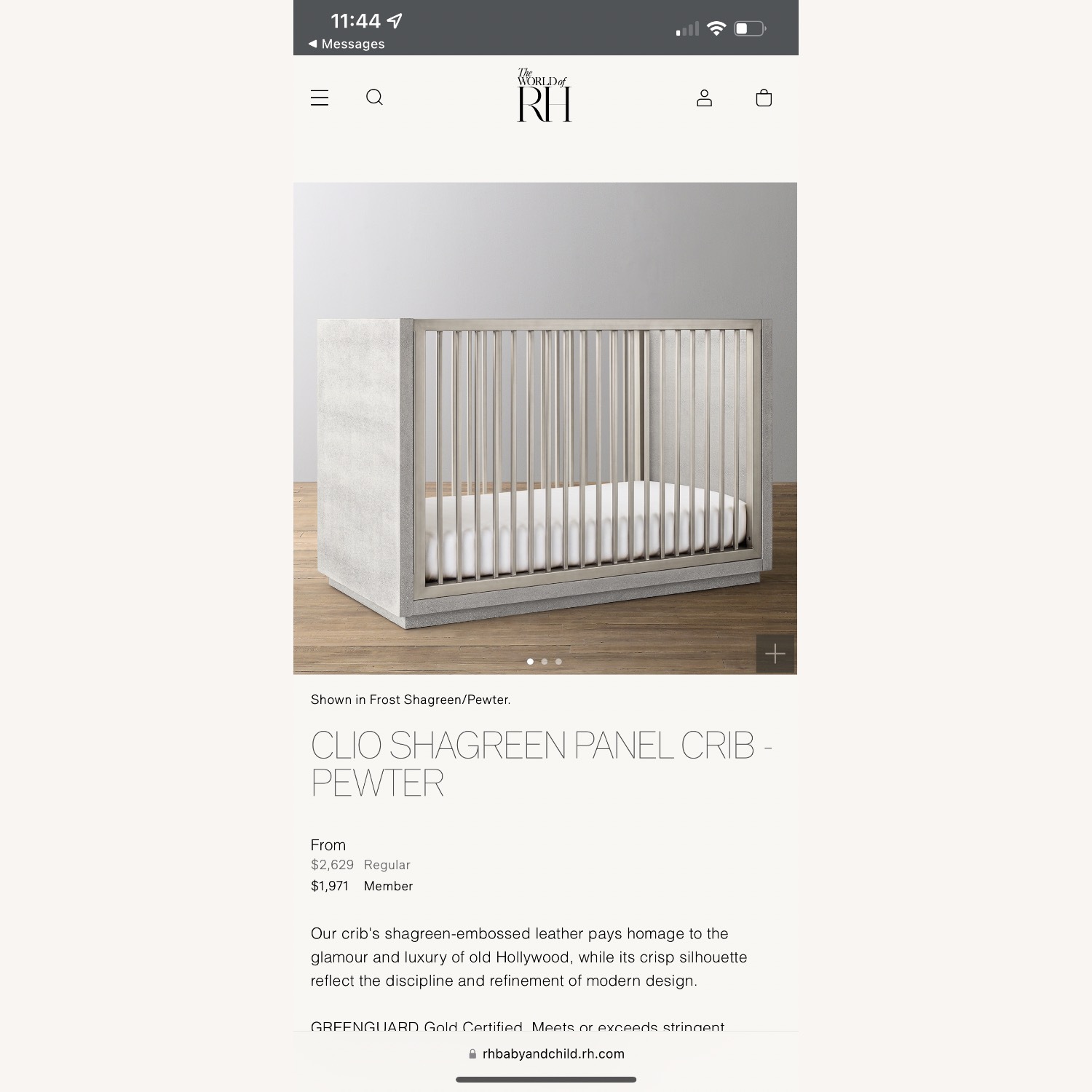 Restoration Hardware Clio Shagreen Crib - image-7