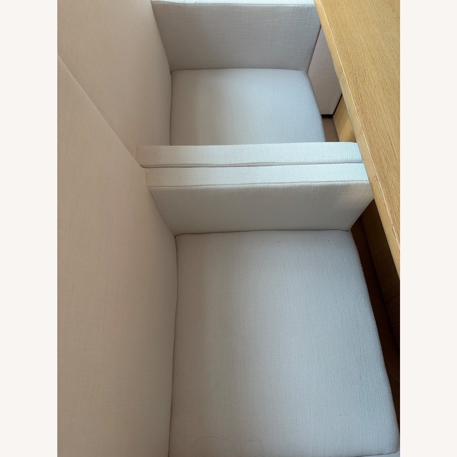 Restoration Hardware White Fabric Dining Chairs - image-6