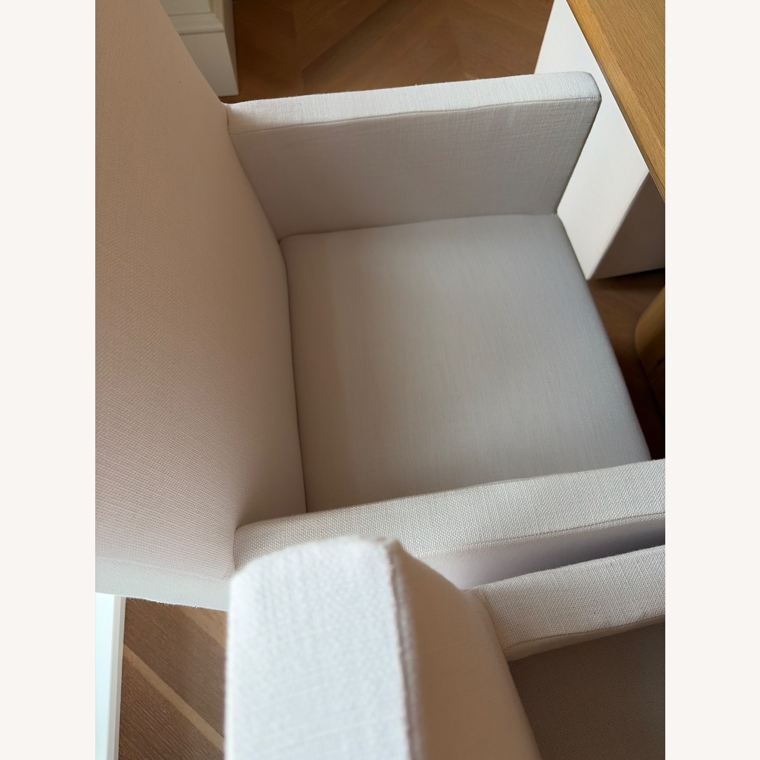 Restoration Hardware White Fabric Dining Chairs - image-7