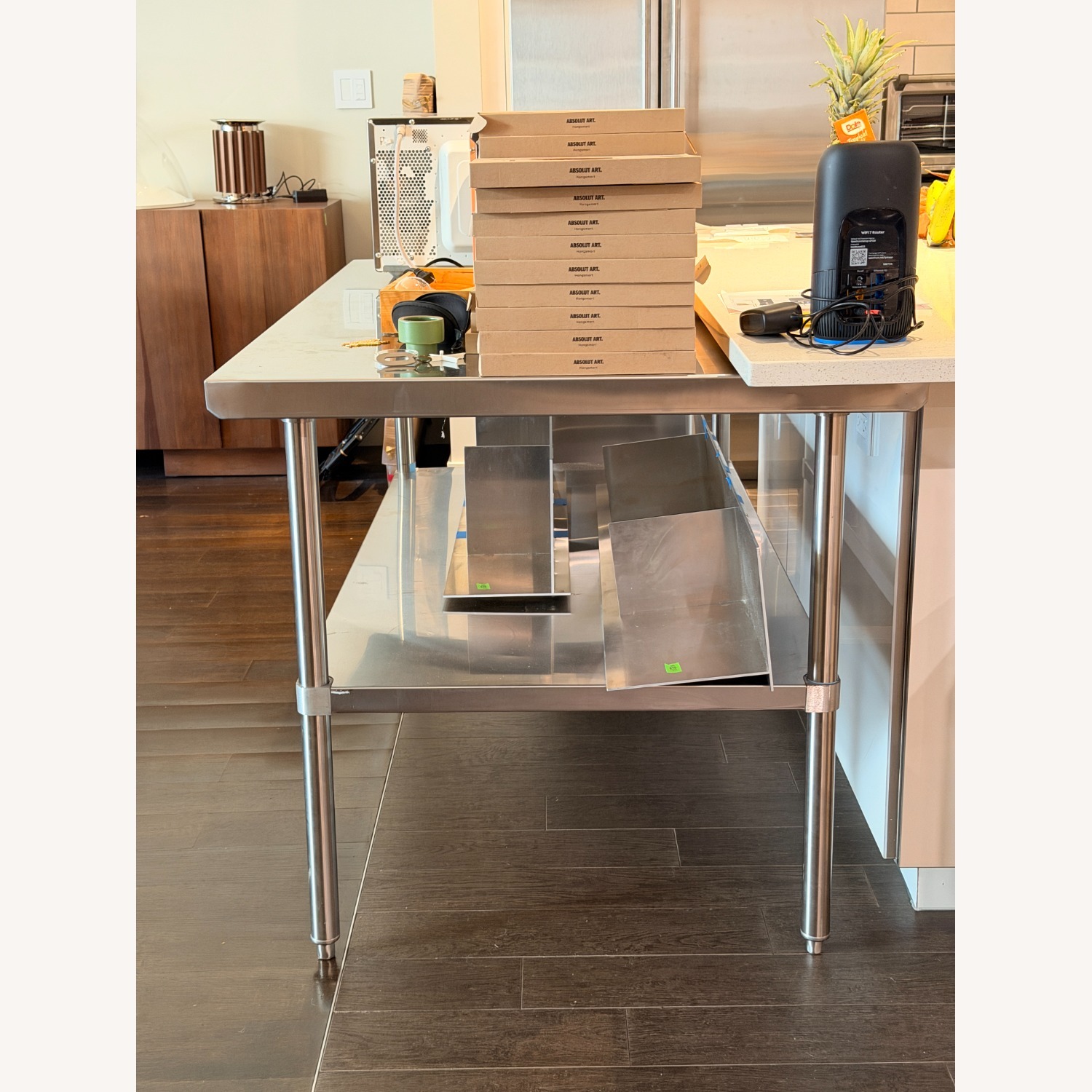 Silver Metal Kitchen Island - image-2