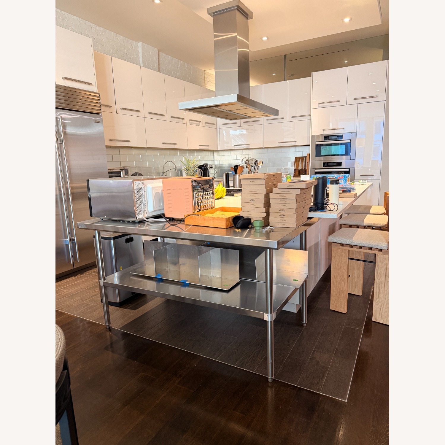 Silver Metal Kitchen Island - image-3