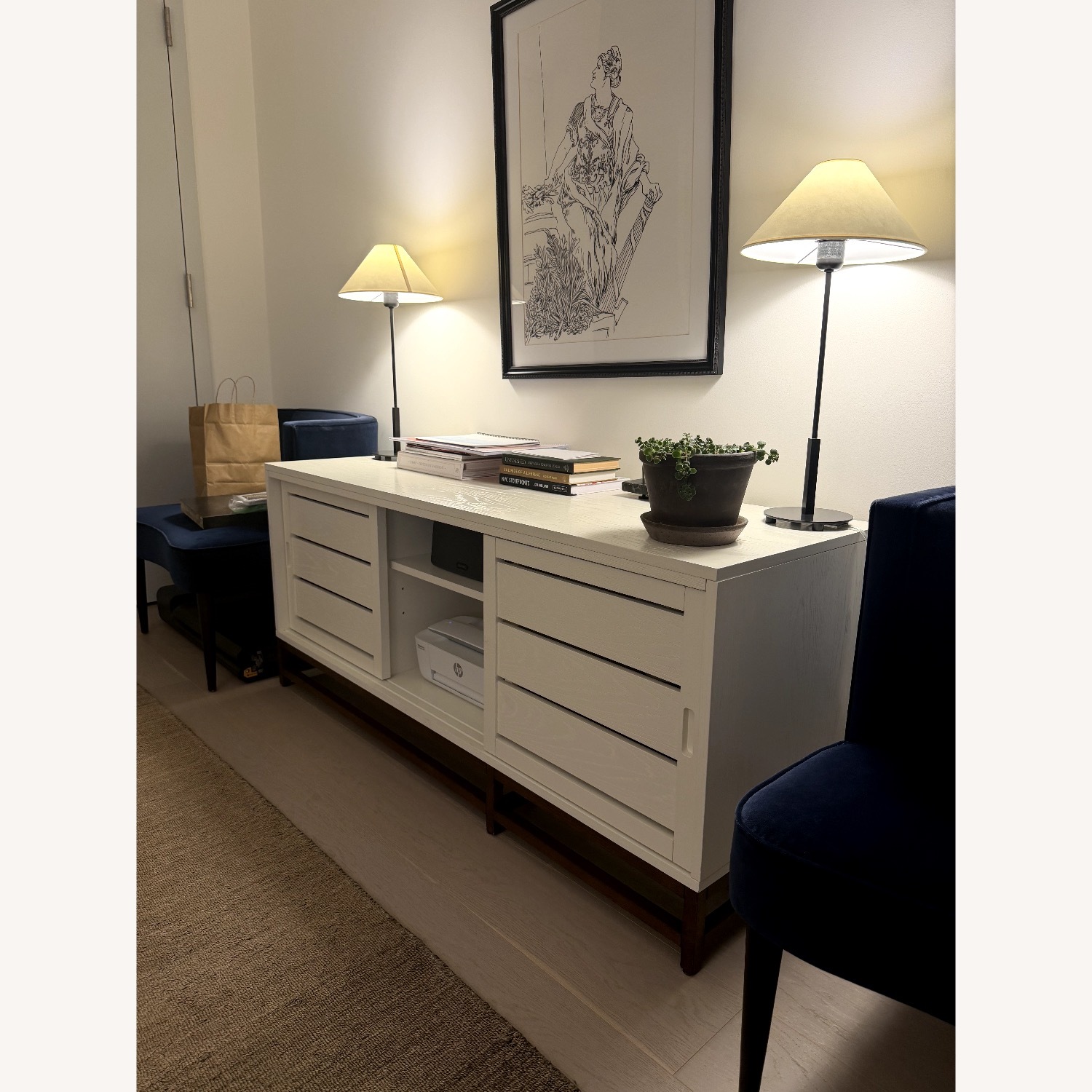 Crate & Barrel White Wood Media Storage - image-2