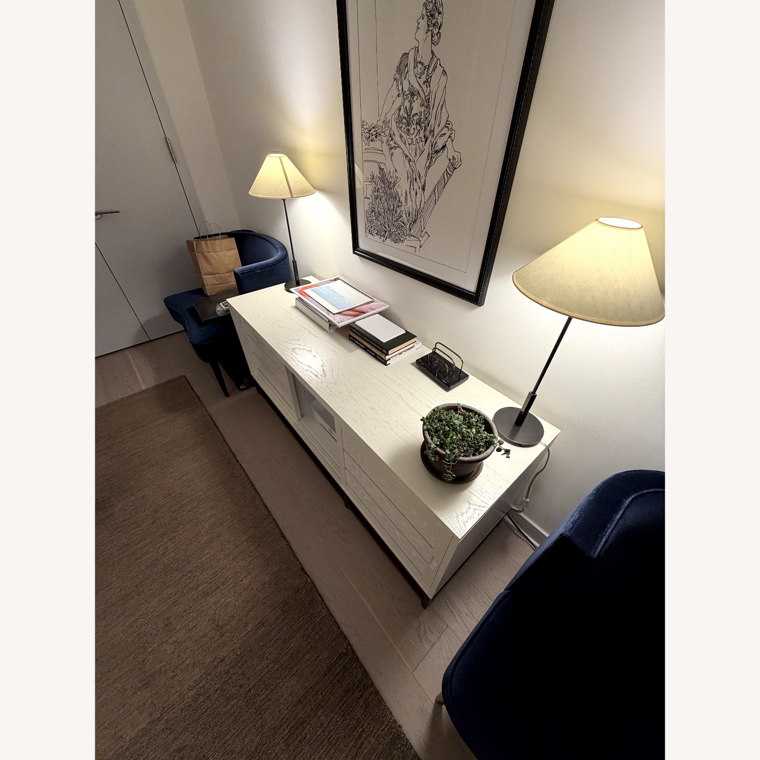 Crate & Barrel White Wood Media Storage - image-3