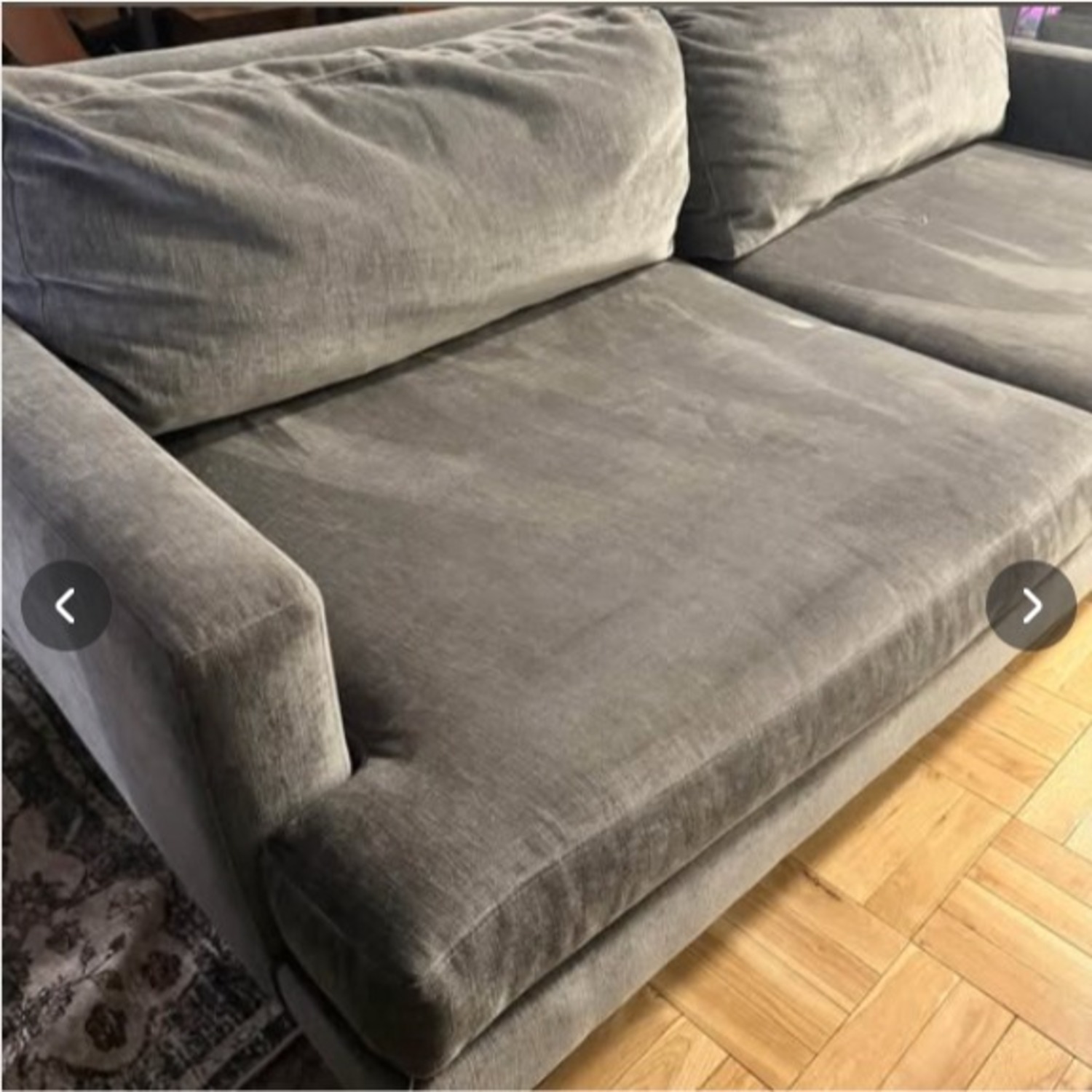 West Elm Andes Light Gray Velvet 2 Seater Sofa - image-3