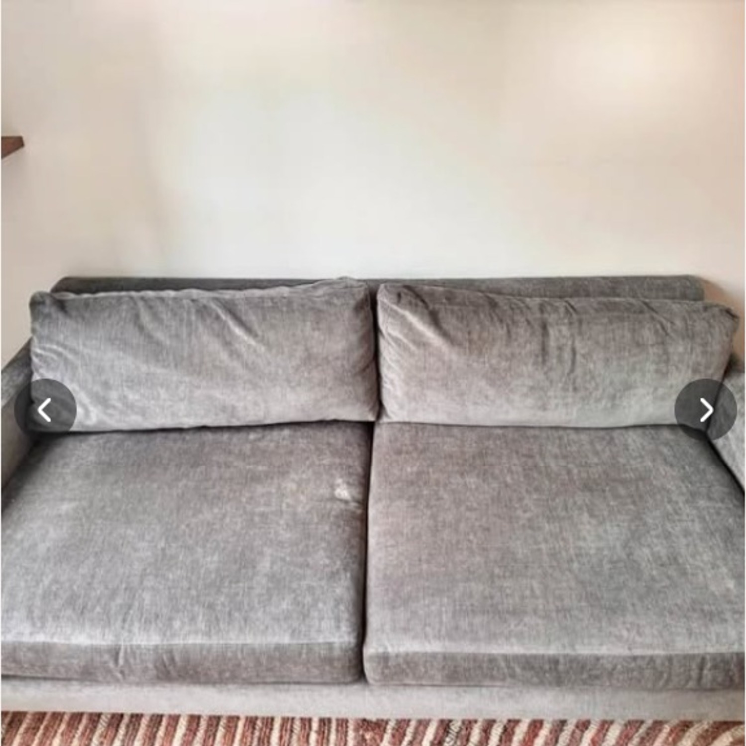 West Elm Andes Light Gray Velvet 2 Seater Sofa - image-1