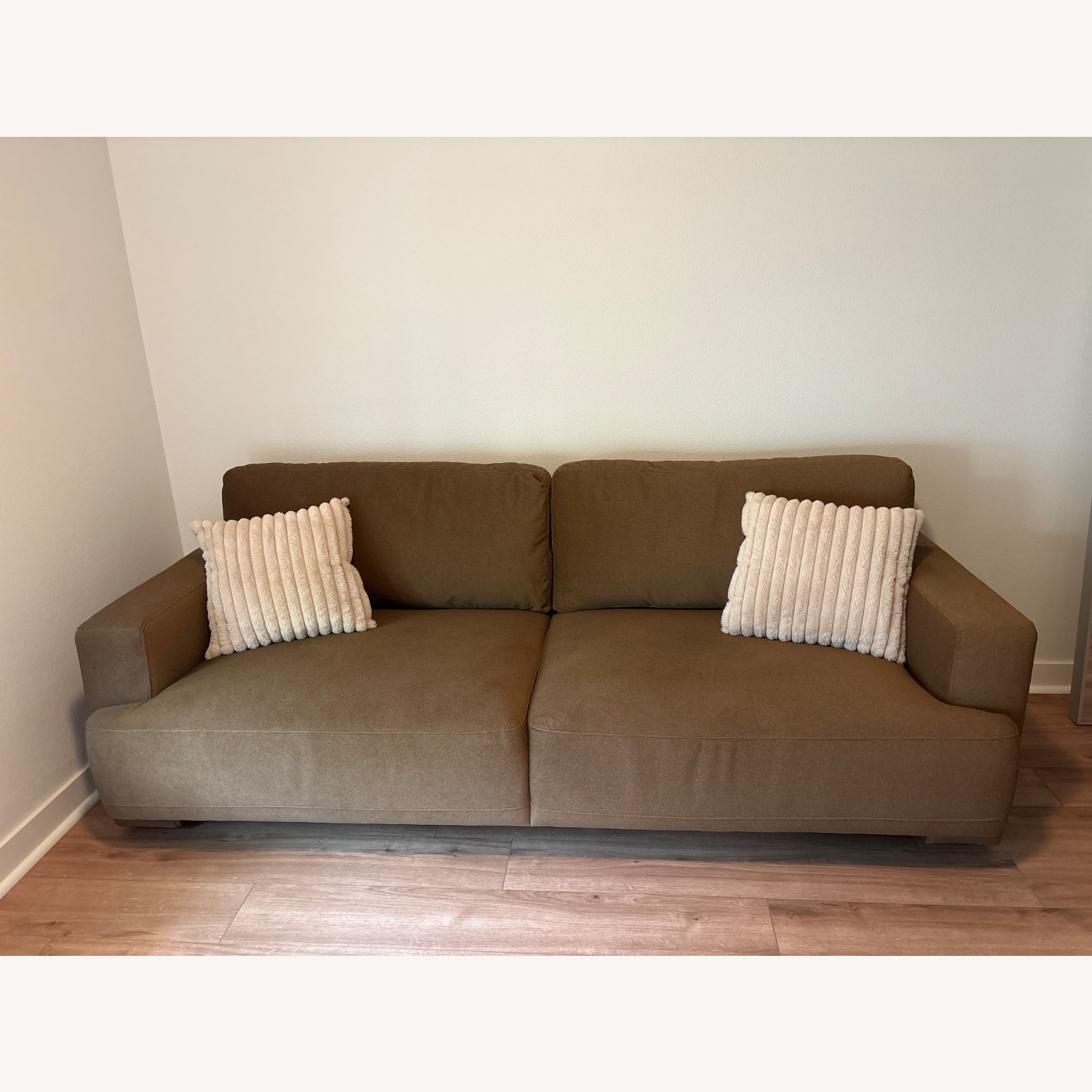 Living Spaces Milan Brown Velvet Couch - image-2