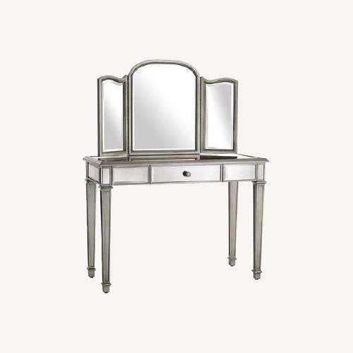 Used Pier 1 Imports Hayworth Silver Mirrored Glass Desk for sale on AptDeco