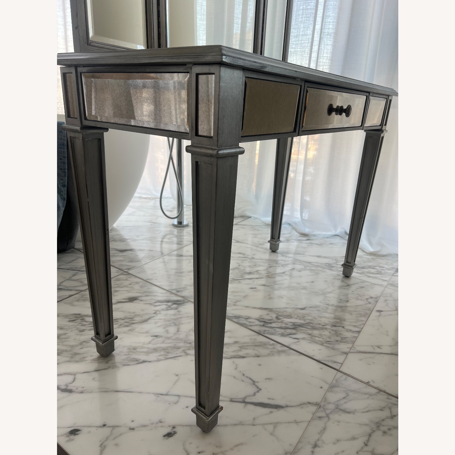 Pier 1 Imports Hayworth Silver Mirrored Glass Desk - image-5