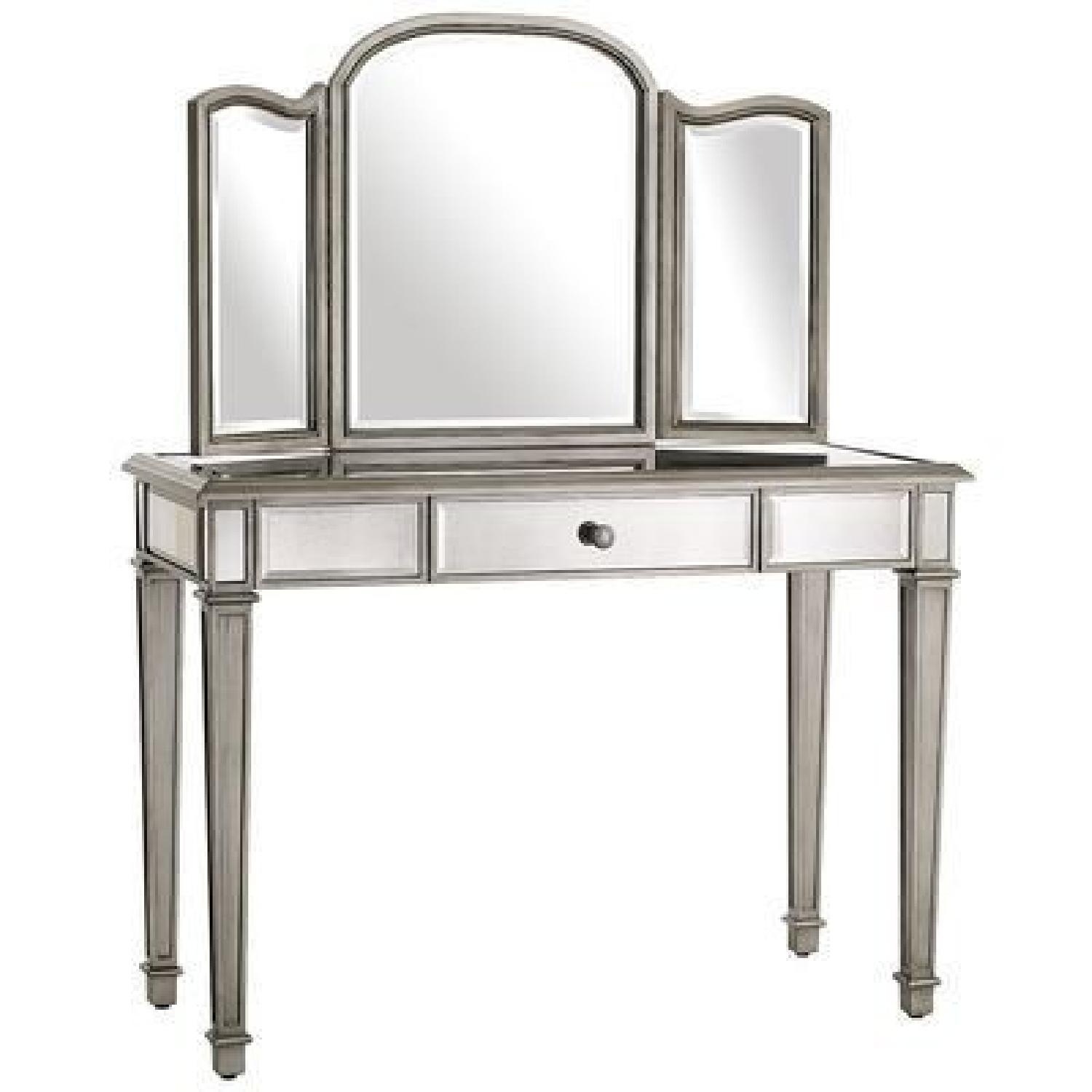 Pier 1 Imports Hayworth Silver Mirrored Glass Desk - image-0
