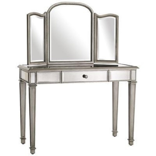 Used Pier 1 Imports Hayworth Silver Mirrored Glass Desk for sale on AptDeco
