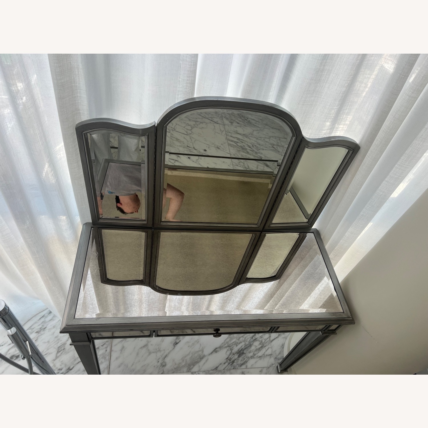 Pier 1 Imports Hayworth Silver Mirrored Glass Desk - image-1