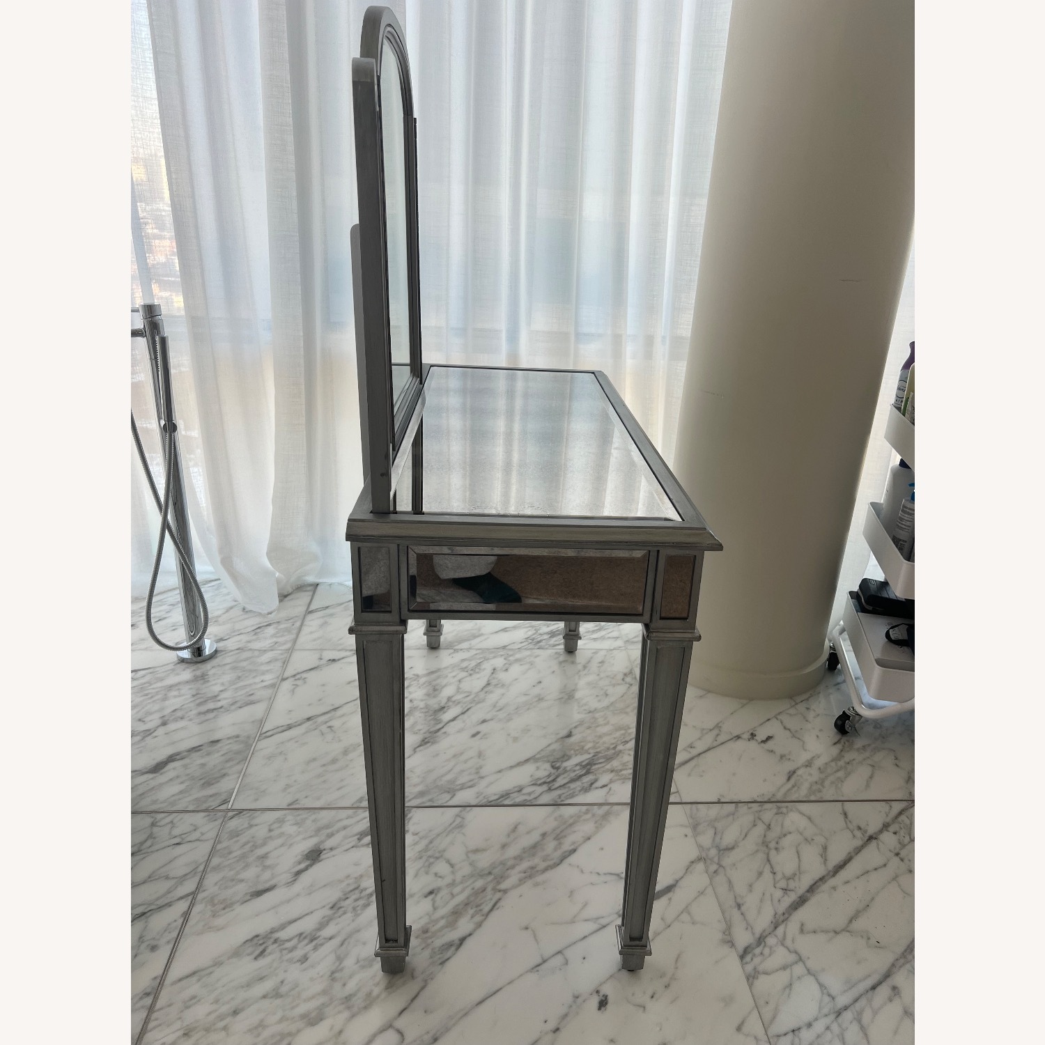 Pier 1 Imports Hayworth Silver Mirrored Glass Desk - image-2