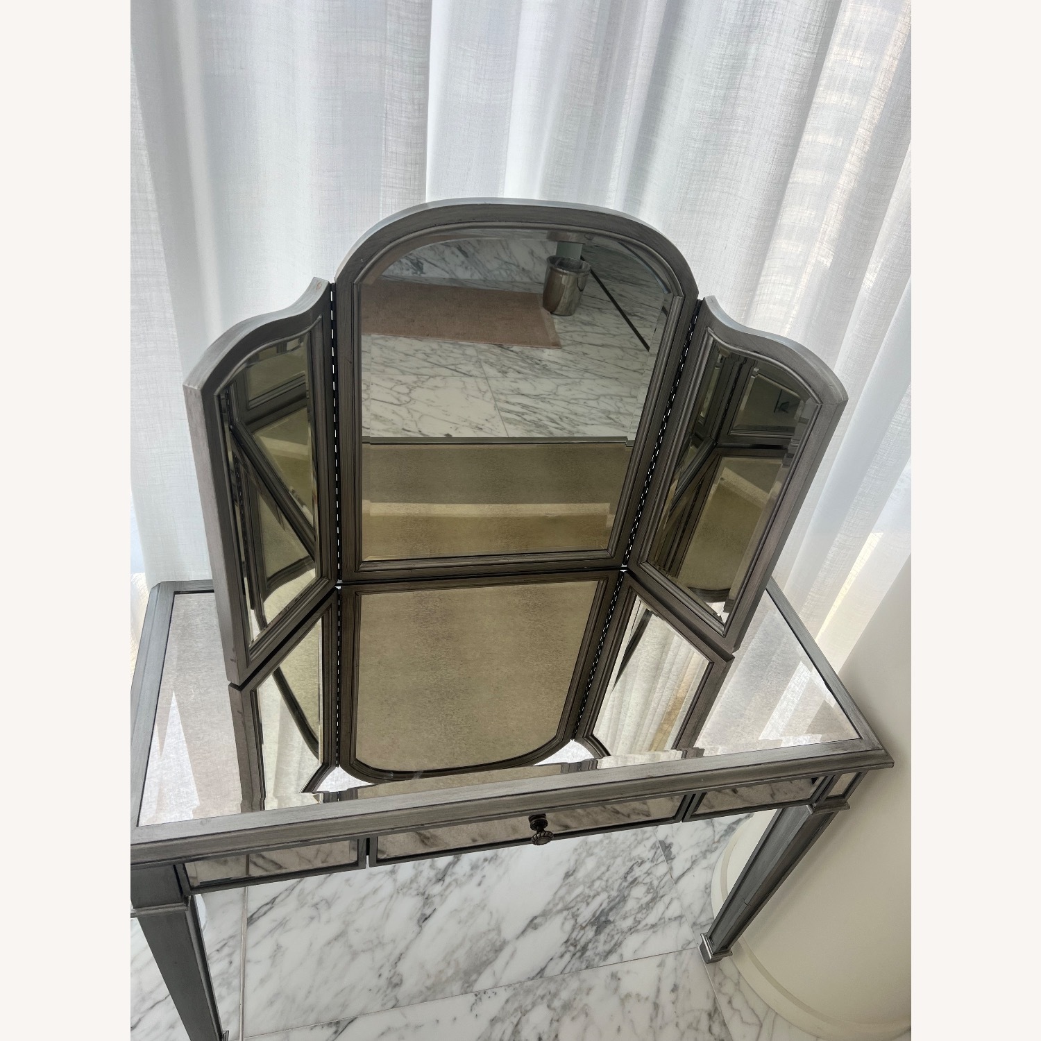Pier 1 Imports Hayworth Silver Mirrored Glass Desk - image-3