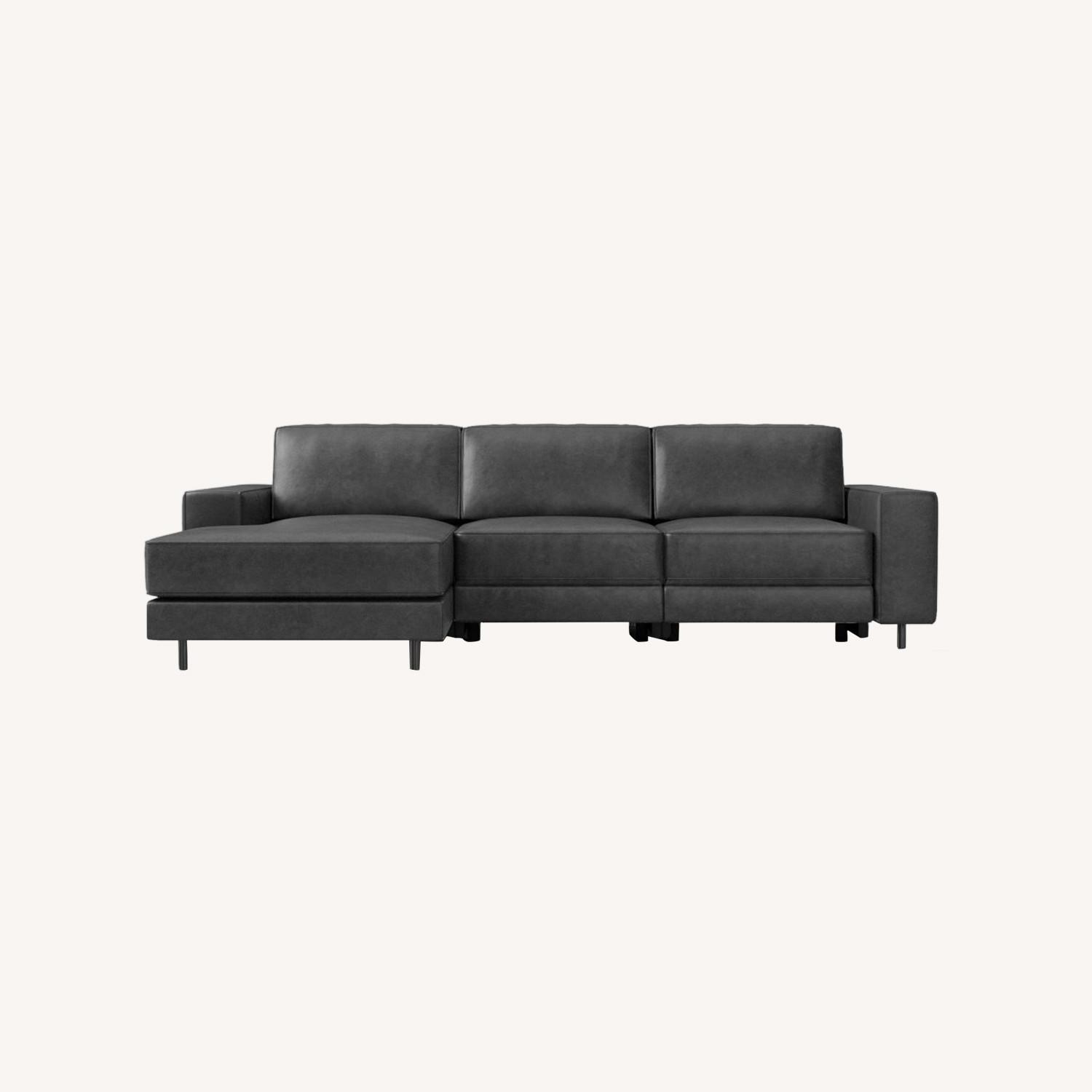 West Elm Reclining Leather Sectional w/Chaise - image-0