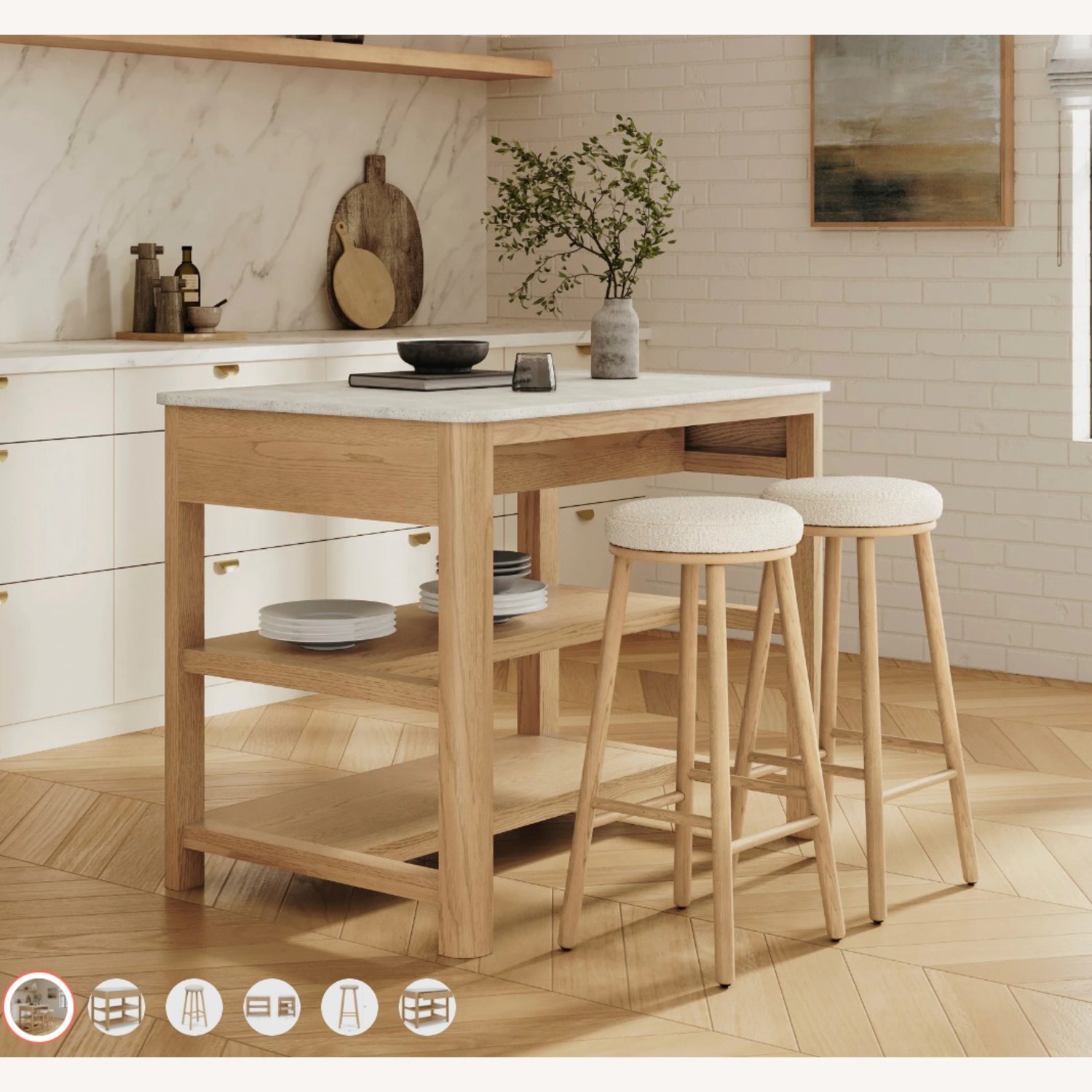 Article Light Brown Wood Kitchen Island - image-5