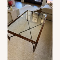 Dark Brown Metal and Glass Coffee Table