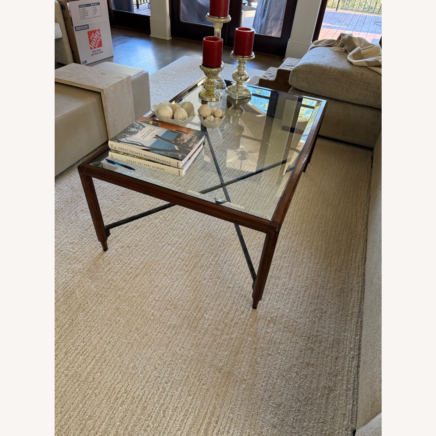 Dark Brown Metal and Glass Coffee Table - image-4