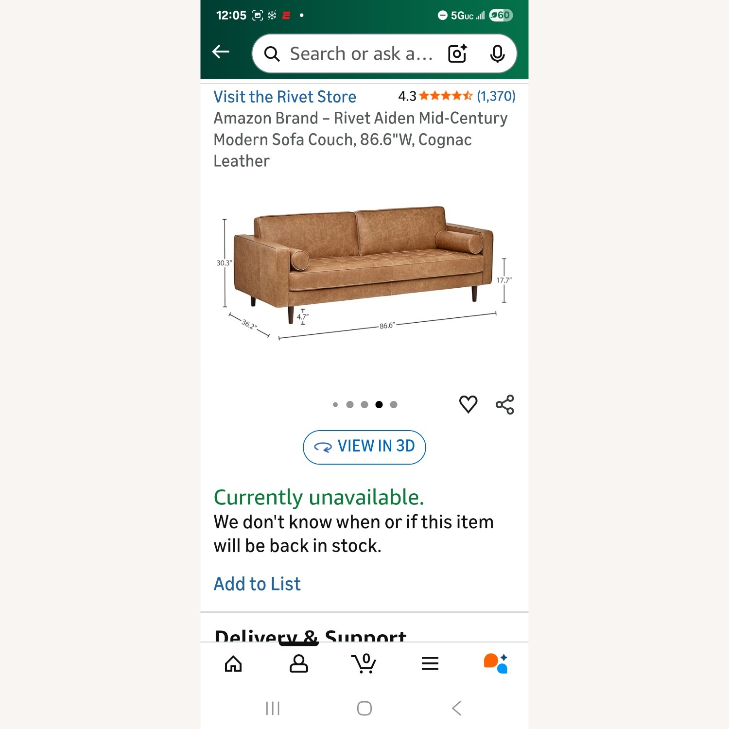 Amazon Leather 2 Seater Sofa - image-7