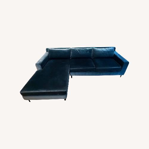 Used Rove Concepts Sophia Blue Velvet 2 Piece Sectional for sale on AptDeco